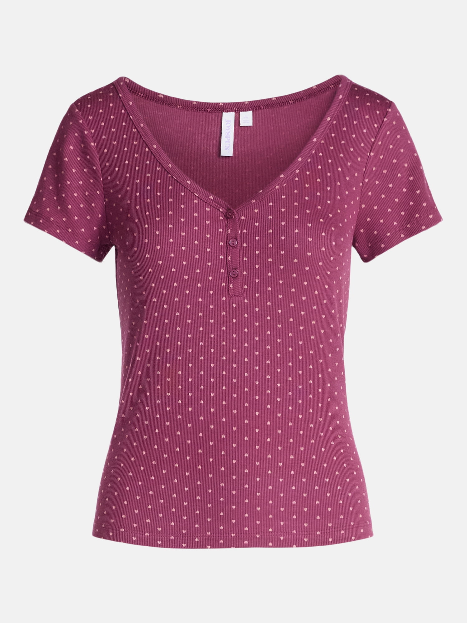 Joyspun Women’s Modal Blend Ribbed Henley Sleep Top, Sizes XS-3X