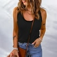 thumbnail image 3 of TKLPEHG Tank Top for Women Crew Neck Basic Tank Top Casual Summer Clothes Lightweight Sleeveless T Shirt Fashion Comfy Solid Color Loose Blouses (Black,XL), 3 of 5