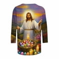 thumbnail image 4 of Easter T-Shirts for Women Bunny Eggs Graphic Tees 3/4 Length Sleeve Womens Tops Round Neck Casual Blouses Spring Outfits, 4 of 5