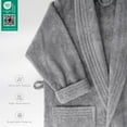 thumbnail image 4 of 100% Cotton Turkish Bathrobes, Soft Absorbent Lightweight Men Robes, Medium, Light Gray, 4 of 9