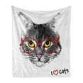 thumbnail image 1 of Cat Soft Flannel Fleece Throw Blanket, Wise Nerd Pet Glasses Judging the World Humor Digital Style Art Illustration, Cozy Plush for Indoor and Outdoor Use, 70" x 90", Black White Red, by Ambesonne, 1 of 6