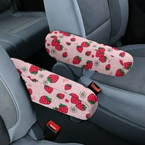 Yuyamidu Strawberry Car Front Seat Armrest Cover Flower Armrest Cover for Car Pink Auto Armrest Protector Accessories for SUV Truck Car Interior Accessories
