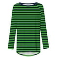 thumbnail image 4 of Yuwull Women Tops Striped Long Sleeve Casual Tunic Round Neck Tops Loose Blouse Shirt Pullover, 4 of 5