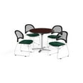 thumbnail image 2 of OFM Multi-Use Break Room Package, 36" Round Flip-Top Table with Moon Stack Chairs, Mahogany Finish with Forest Green Seats (PKG-BRK-169), 2 of 5