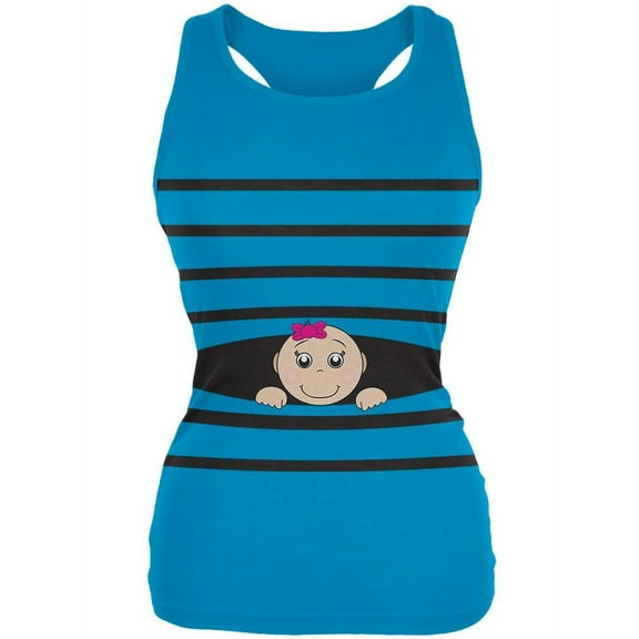 Striped Peeking Baby Girl Juniors Soft Tank Top