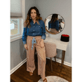 thumbnail image 2 of Lentta Women's Striped Wide Leg Pants Casual Drawstring Lounge Trousers with Pockets, 2 of 7