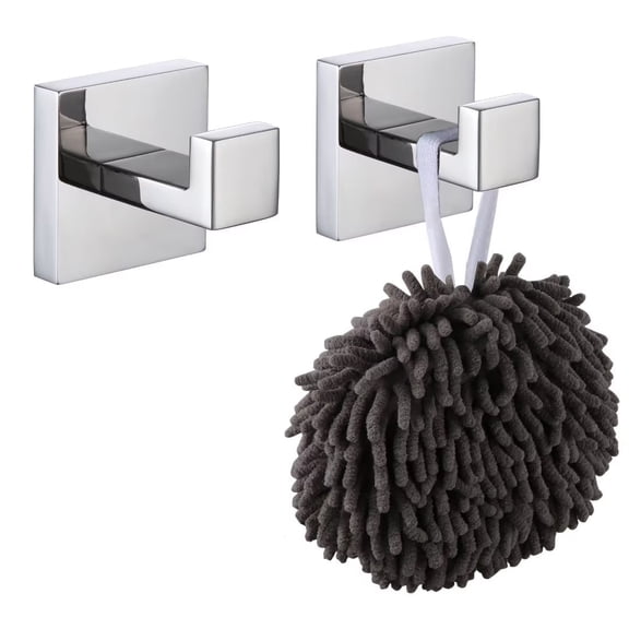 KOKOSIRI Bath Towel Hook Square Robe Hook Coat Hook Bathroom Kitchen Polished Chrome B1010CH-P2