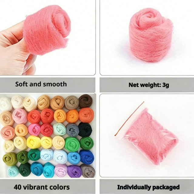 Kit de Matériel de Bricolage en Fibre Filée à la Main avec Mélanges de Couleurs Assorties pour Projets de Tricot