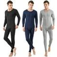 thumbnail image 6 of Men Thermal Underwear Set, TeqHome Cotton Long Johns Pants Long Sleeve Soft Underwear Kit Top and Bottom Winter Sports Suits Black XL, 6 of 11