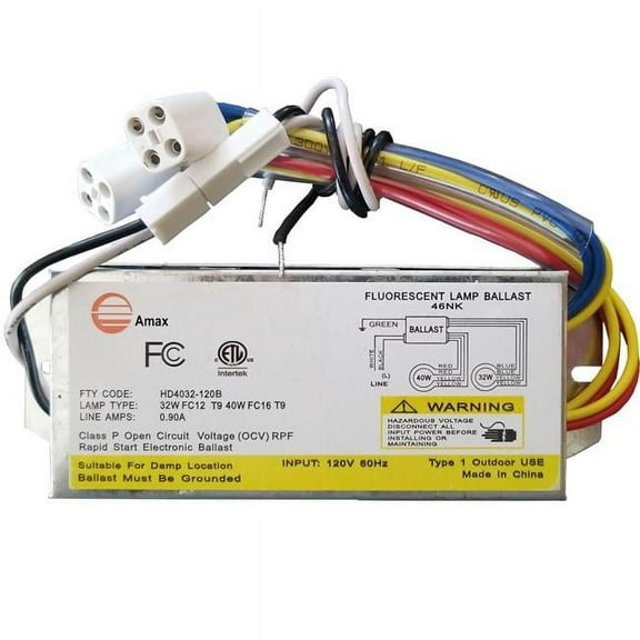 Amax lighting HD4032-120B Amax Lighting HD4032-120B 120-Volt 6.31 in. Electronic Ballast 2 Lamp FC12T9/T5 and FC16T9/T5