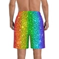 thumbnail image 3 of Bixox Men's Glitter Rainbow printing Casual Classic Fit Short Summer Beach Shorts, 3 of 6