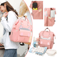 thumbnail image 3 of Mochila De Pañales Moderna Madre Bebé Impermeable Multiusos Rosa, 3 of 5