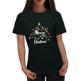 thumbnail image 1 of Puntoco Blusa informal de cuello redondo con estampado navideño para mujer, 1 of 4