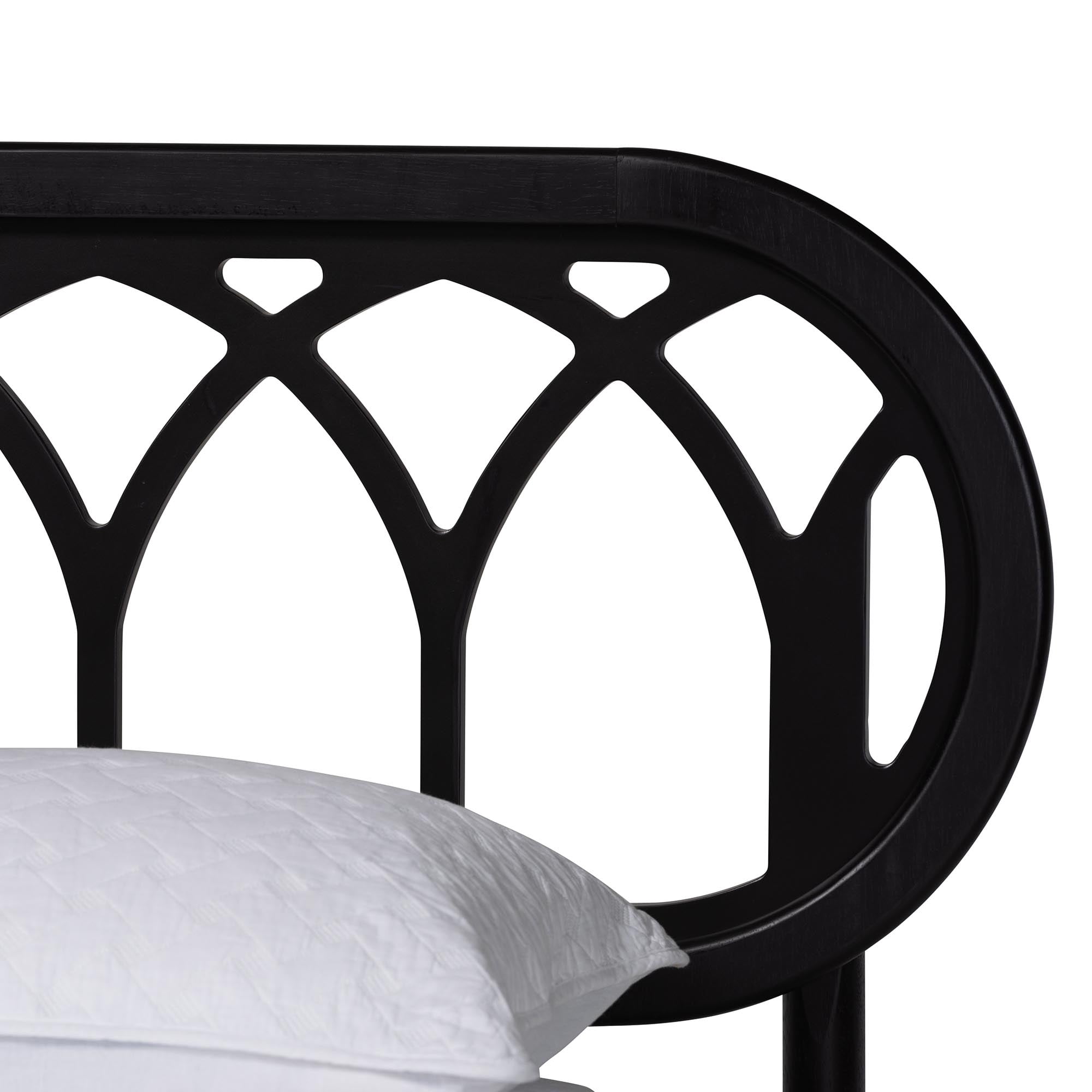 Baxton Studio Florica Art-Deco Platform Bed, Queen, Black