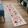 thumbnail image 5 of Pink Flowers Kitchen Runner Rug 2x6 Washable Runners for Hallway Non Slip Spring Farmhouse Floral Leaves Vintage Large Area Rug Indoor Floor Carpet for Bathroom Laundry Entryway Bedroom Living Room, 5 of 8