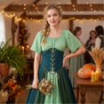 thumbnail image 4 of Medieval Dress, Medieval Costume Women, Renaissance Costume Women, Cosplay Dress, Women's Medieval Renaissance Costume Cosplay Over Dress Halloween Vampire Bride Costumes Dress for Women, Green XXL, 4 of 7