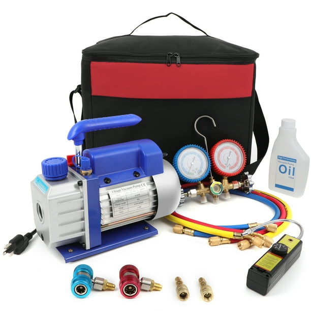 Complete Refrigerant Repair Tool Kit,1/3 HP 4CFM HVAC Vacuum Pump,R134a