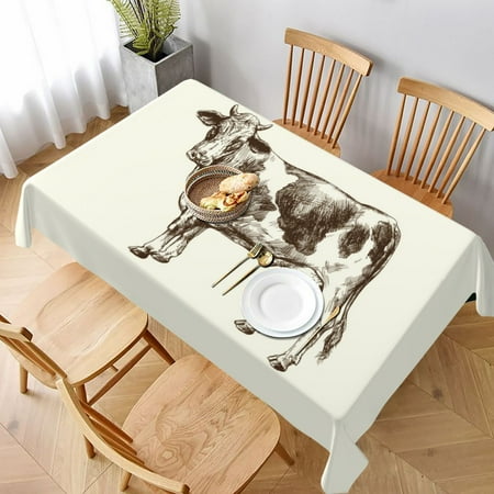 

Table Cloth Rectangle Table Cow 1 Tablecloth 60 x 90 Inch Wrinkle Resistant Decorative Fabric Table Cover for Dining Party Indoor Outdoor