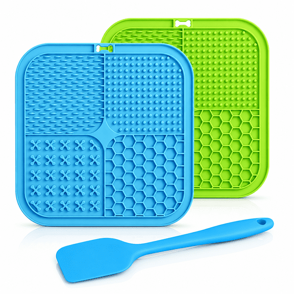 Lick Mat for Dogs & Cats 2 Pack,Slow Feeder Licking Pad with Suction Cups for for Anxiety Relief and Boredom Reducer,Perfect for Bathing Grooming