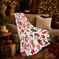 thumbnail image 3 of Festive Christmas decorative motif Cane Pattern, Festive Holiday Scene, Warm Flannel Blanket for Living Room and Reading Nook, Art Lovers Christmas Gift, Festive Home Decor, 3 of 9