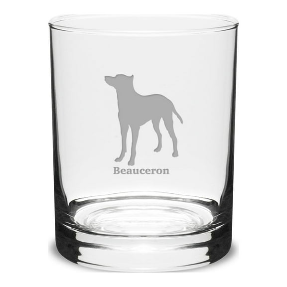 Beauceron Deep Etched 14 oz Classic Double Old Fashion Glass