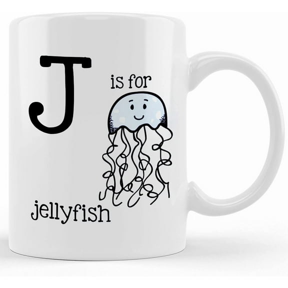 Letter J Is For Jellyfish Retro Enamel Mug Cup, Ceramic Novelty Coffee Mug, Tea Cup, Gift Present For Birthday, Christmas Thanksgiving Festival, 11oz Sarcasm With Sayings Mug