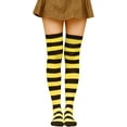 thumbnail image 4 of 1 Pairs Women Striped Thigh High Socks Over Knee Socks Knee High Stockings Leg Warmers Christmas Halloween Socks, 4 of 4