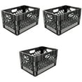 thumbnail image 1 of Juggernaut Storage 3-Pack 24-Quart Heavy-Duty Plastic Stackable Milk Crate Bins, Black, 1 of 9
