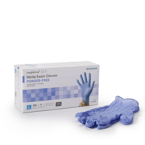 McKesson Confiderm 3.85C Nitrile Exam Gloves, Blue Medical Gloves - Large, 200 Count, 10 Boxes, 2000 Total