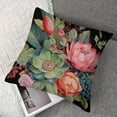 thumbnail image 7 of Acheng Watercolor Vintage Rose Decorative Throw Pillow Cover Case, Peony Succulents Outdoor Pillow Cases Square Standard Cushion Covers for Sofa Couch Bed Car  20x20in, 7 of 7