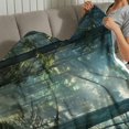 thumbnail image 4 of Creowell Tall Trees Sunbeam Durable Soft and Warm Flannel Blanket for Couch Bed Sofa, Lightweight Multifunctional Blanket for Sofa, Travel, Camping, Bed, Chair, All Season Gift 30x40in, 4 of 7