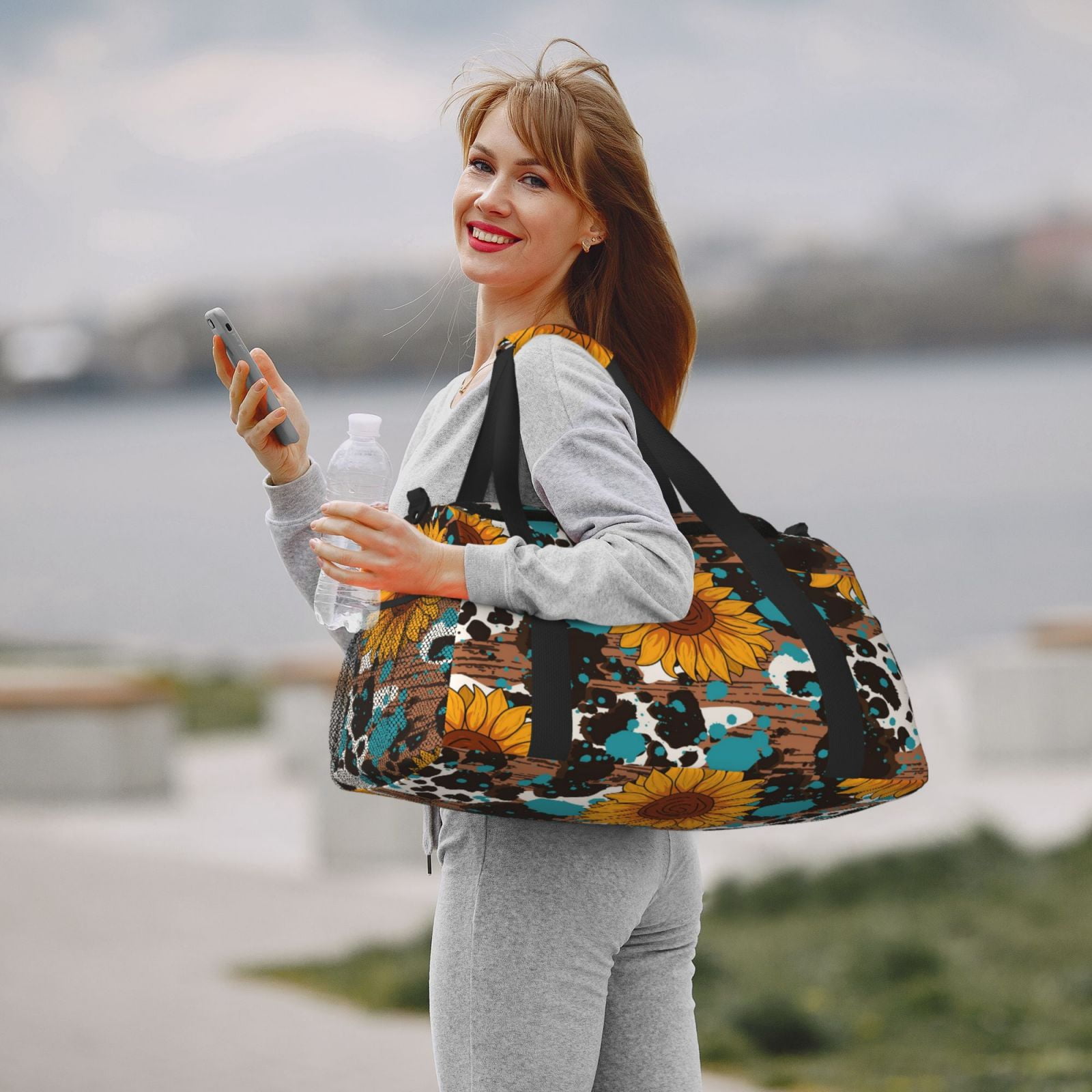 Fuzoiu Vintage Sunflowes Print Travel Duffle Bag,Carry On Tote Bags,Duffel Bag,Sport Gym Bag, Hospital Bag for Labor and Delivery, Overnight Bag,Luggage Bag