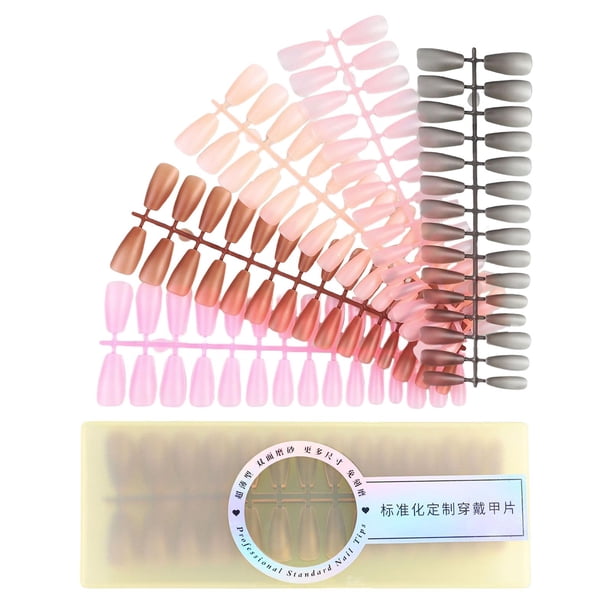 300 uñas postizas artificiales de cobertura total, elegantes para salón de manicura DIY. Color de mezcla trapezoidal