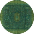 thumbnail image 1 of Ahgly Company Indoor Round Oriental Turquoise Blue Modern Area Rugs, 5' Round, 1 of 4