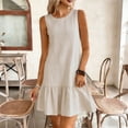 thumbnail image 2 of Mini Vestido de Verano sin Mangas de las Mujeres Cuello Redondo Sólido Mini Vestido Casual, Vestido de Verano Casual de las Mujeres para las Fiestas Y Diario, 2 of 8