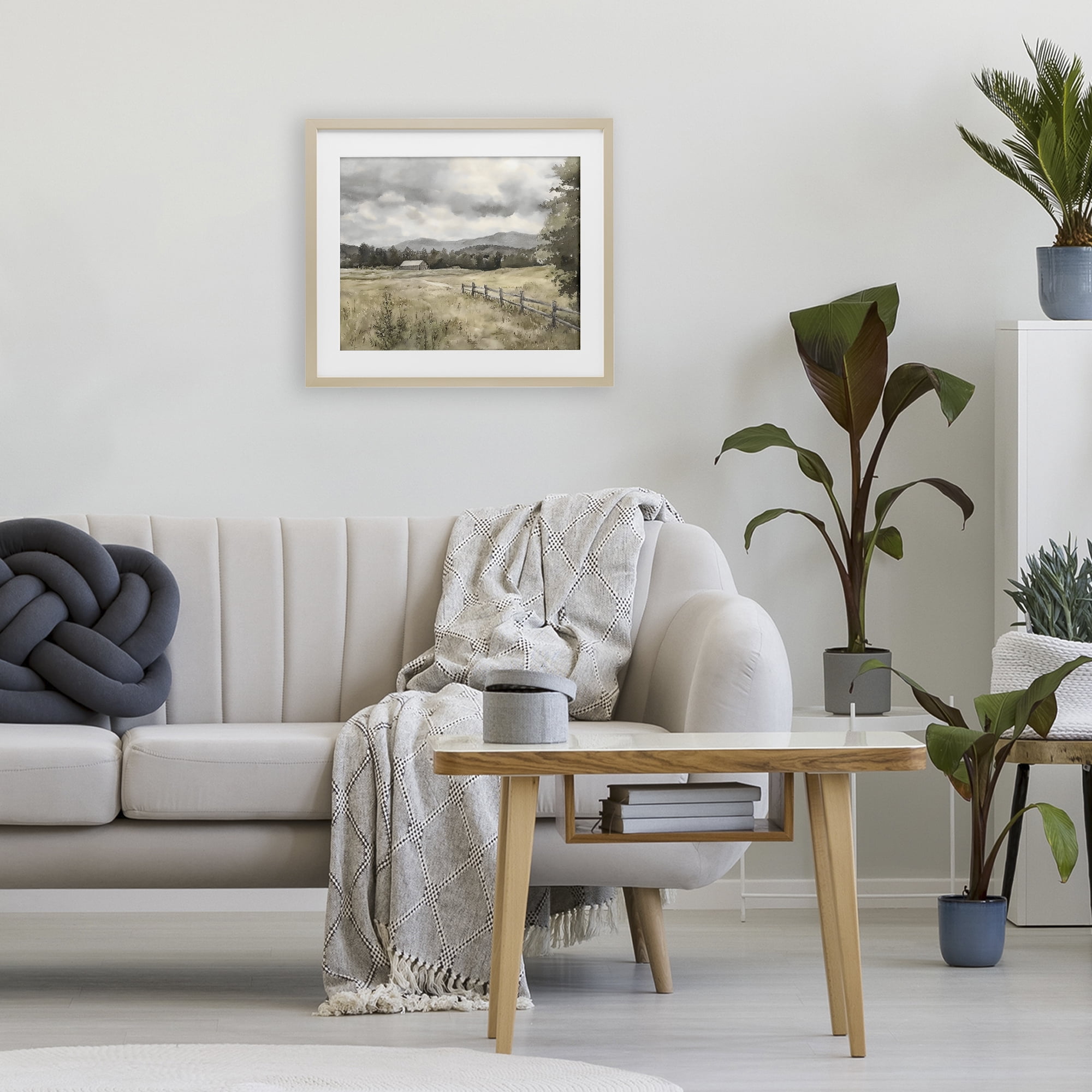 Stupell Industries Muted Valley Cottage Birch Framed Print Under Glass, design by Riley B