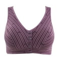 thumbnail image 3 of Aofany Ladies Traceless Plus Size Bras No Steel Ring Comfortable Breathable Gathering Front Opening Buckle Bra Women Stripe Underwear, 3 of 8