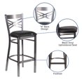 thumbnail image 2 of HERCULES Series Clear Coated ''X'' Back Metal Restaurant Barstool - Black Vinyl Seat, 2 of 9