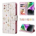 thumbnail image 3 of Compatible avec iPhone 14 Étui Rétro Fleur Dorée en Cuir PU Blocage RFID Portefeuille, 3 of 5