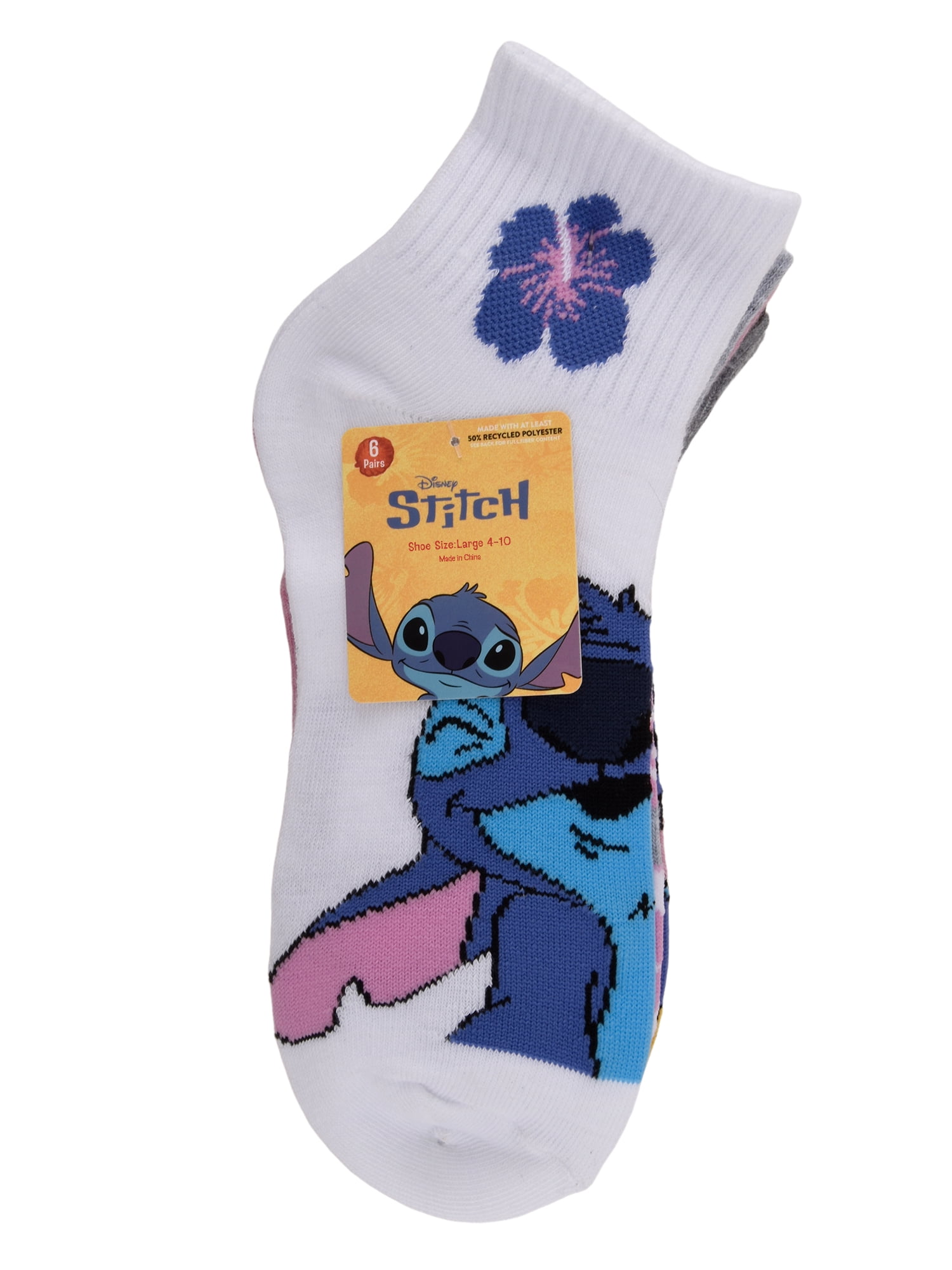 Stitch Girls 6-pack Ankle Socks, Sizes S-L