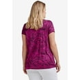 thumbnail image 2 of ellos Women's Plus Size Printed Cap Sleeve Tee - 4X, Ruby Berry Fern Print, 2 of 5