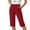 Red, variant on Capris for Women Plus Size Elastic Waist Drawstring Chino Pants Stretch Split Pants Casual Clothes with Pockets