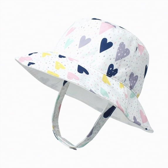 Gibobby Baby Sun Hat UPF 50+ Sun Protective Toddler Bucket Hat Cartoon Print Wide Brim Summer Outdoor Play Beach Hat for Boys Girls 12-18 Months 1T 2T 3T 4T 5T 6T(L,Multicolor)