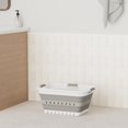 thumbnail image 2 of SAMMART Cesta de lavandería plegable de plástico con 3 asas de 30 l (8 galones) – Contenedor/organizador de almacenamiento emergente plegable – Cesta/cesta para ahorrar espacio (blanco/gris), 2 of 5