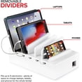 thumbnail image 4 of Bamboo Charging Station for Multiple Devices (White) Wood Device Organizer, Desk Docking Stand for Cell-Phone Charger, Compatible with Apple, Android, iPad, iPhone, Tablet, Laptop, 4 of 5