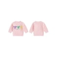 thumbnail image 2 of Spewahor Toddler Girl MardiGras Sweater Bow Embroidered Crew Neck Long Sleeve Pullover Chunky Knit Tops, 2 of 9