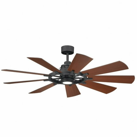 

9 Blade Ceiling Fan with Light Kit in Vintage Style-16.75 inches Tall and 60 inches Wide-Distressed Black Finish Bailey Street Home 147-Bel-4952504