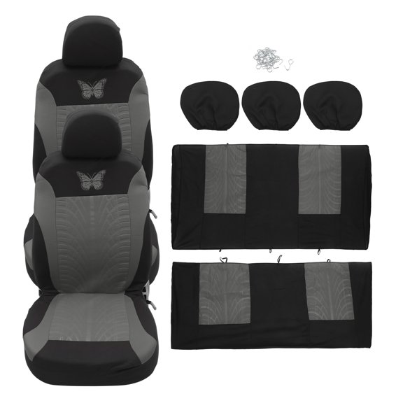 Unique Bargains 9Pcs Universal Washable Breathable Car Seat Covers Kit Gray