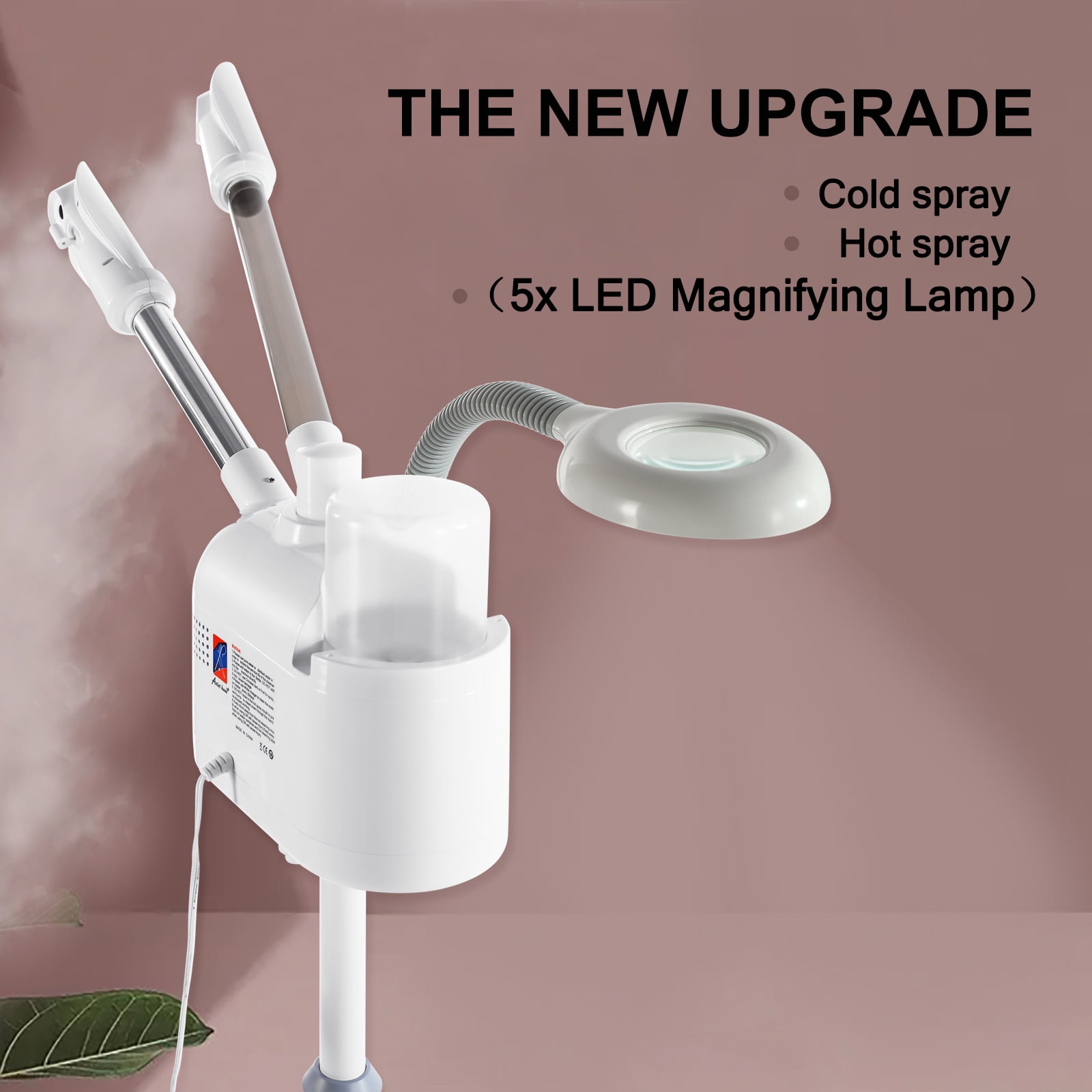 4 in 1 Hot/Cold Facial Steamer 5x LED Magnifying Lamp Portable Face Spa for Deep Cleansing,Moisturizing,Unclog Pores Personal Beauty Skin Care Machine(White)