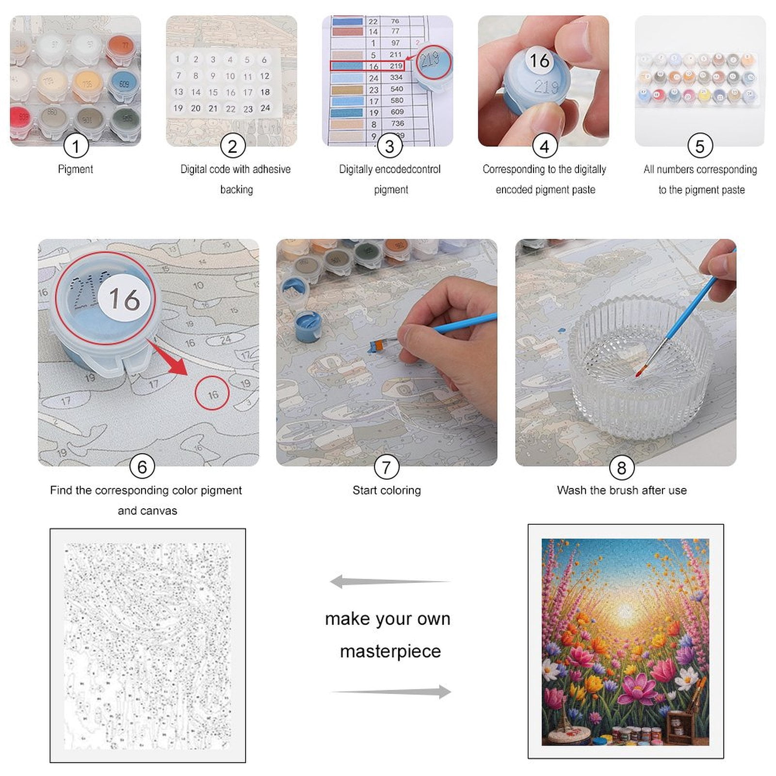 Paint By Numbers Kit for Adults Beginner - Sunset Field Art Supplies DIY Canvas Painting Kits for Adults, Frameless Paint By Number for Adults for Home Wall Decor 16x20 Inch